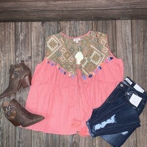 Valzera Boho Coral Open Tunic